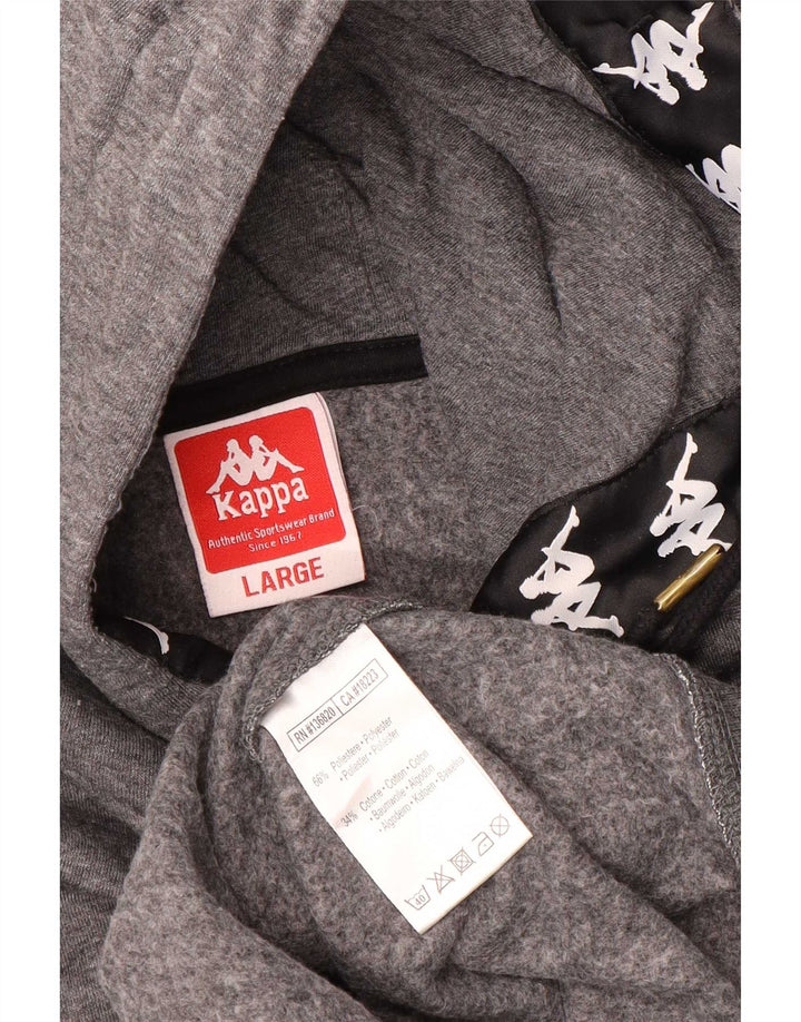 Kappa Herren-Kapuzenpullover mit Grafik, groß, grau, Polyester