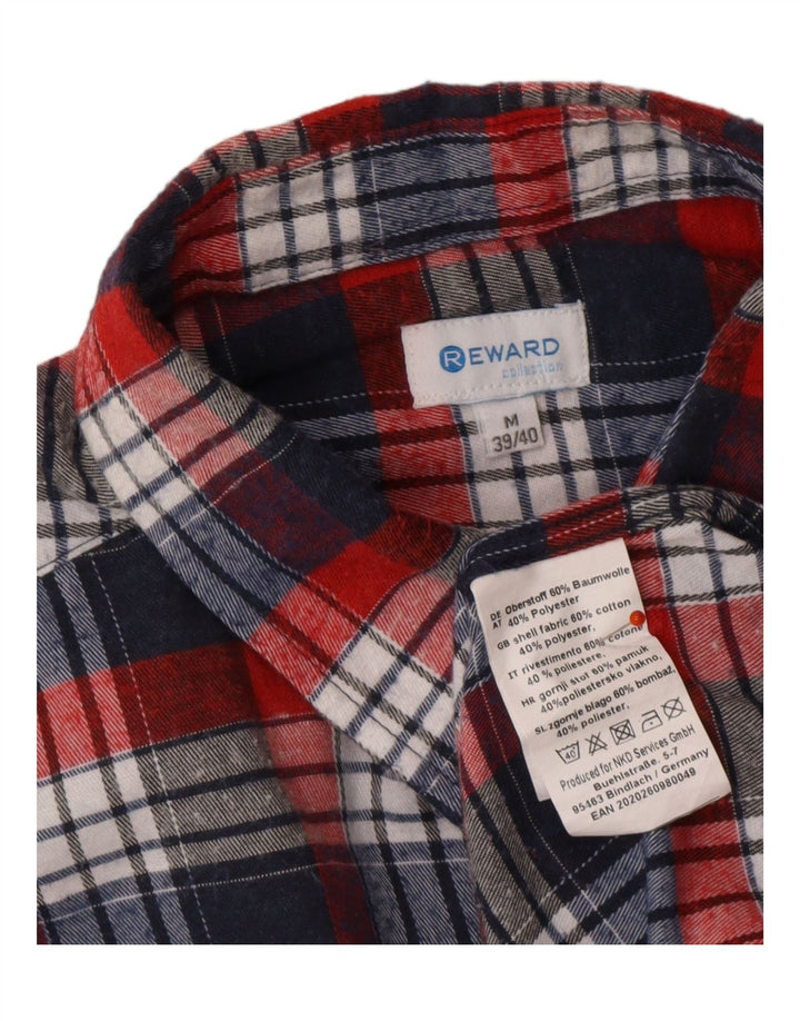 REWARD Herren-Flanellhemd, UK 39/40, mittelrot karierte Baumwolle