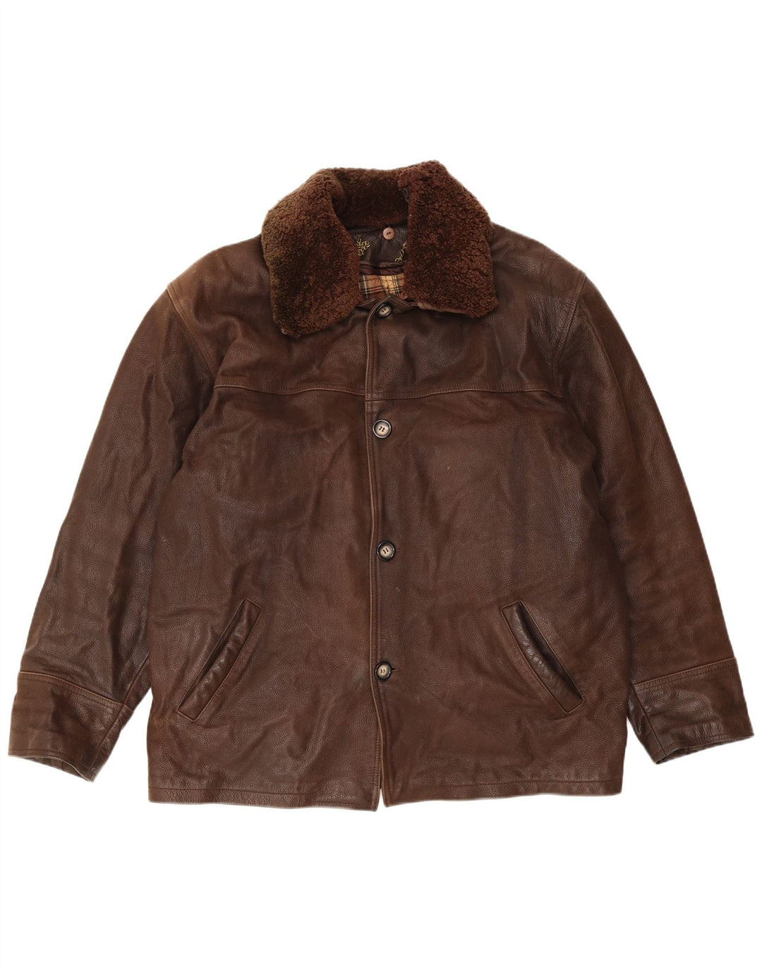 VINTAGE Herren Lederjacke UK 40 Großes braunes Leder