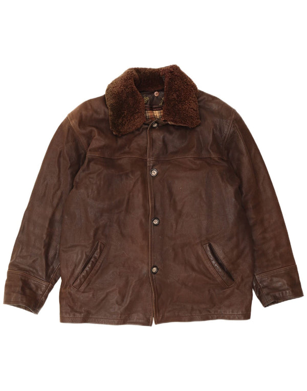 VINTAGE Herren Lederjacke UK 40 Großes braunes Leder