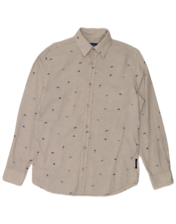 Jack & Jones Herren-Hemd mit abstraktem Muster, Größe S, Grau, Baumwolle