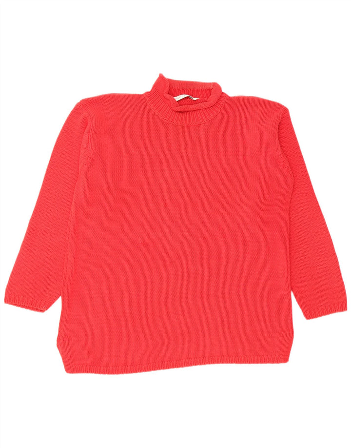Marks & Spencer Damen-Pullover mit Rollkragen, UK 12, mittelrot, Baumwolle