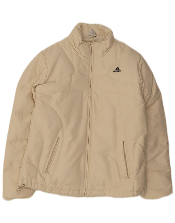 Adidas Damen Wattierte Jacke UK 16 Large Off White Polyester