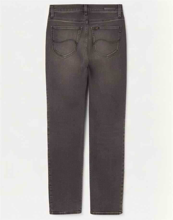 Lee Damen Carol Straight Jeans W27 L27 Graue Baumwolle
