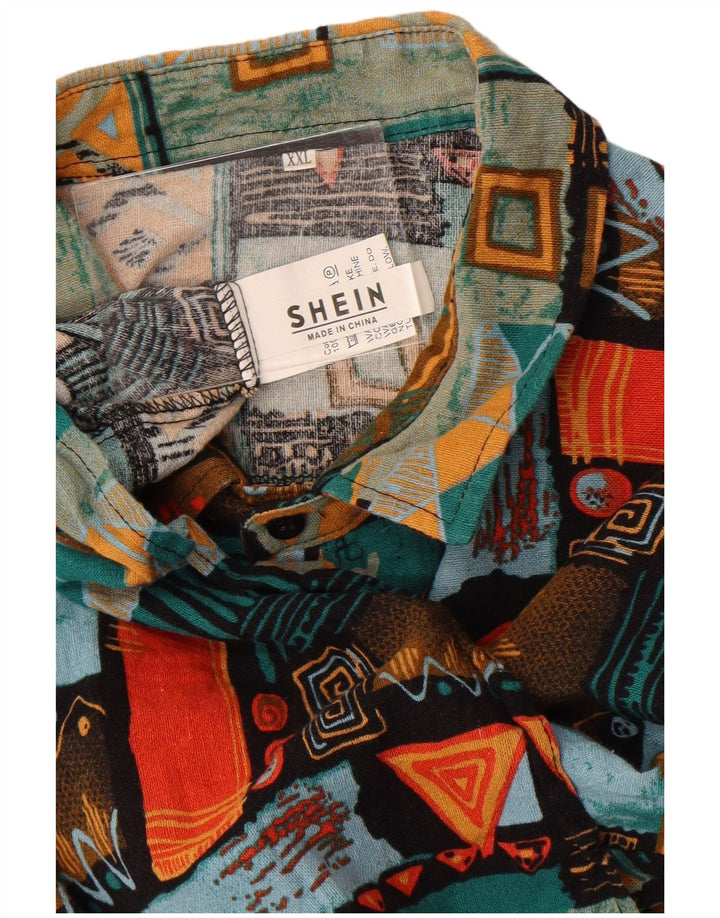 Shein Herren Kurzarmhemd 2XL Mehrfarbig Geometrisch