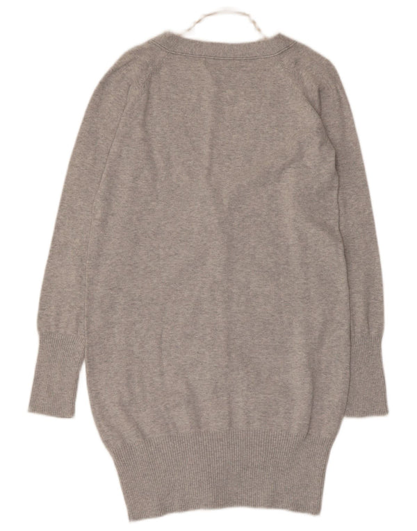 Zara Damen Longline-Cardigan-Pullover UK 10 Small Graue Baumwolle