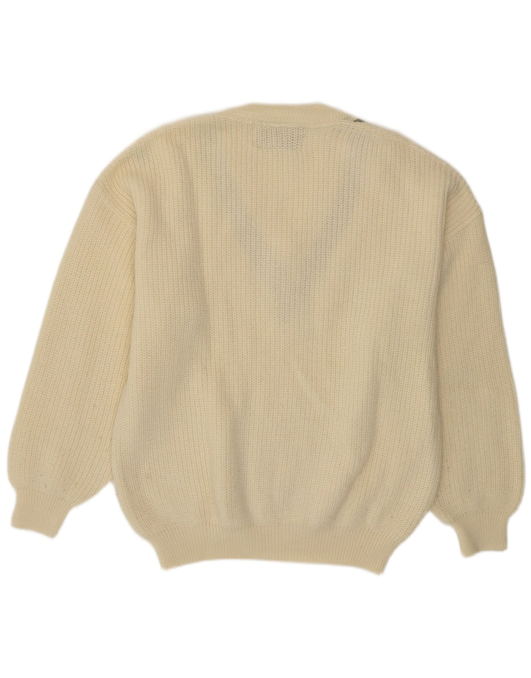 Il Granchio Herren-Pullover mit V-Ausschnitt XL, cremefarbene, florale Schurwolle