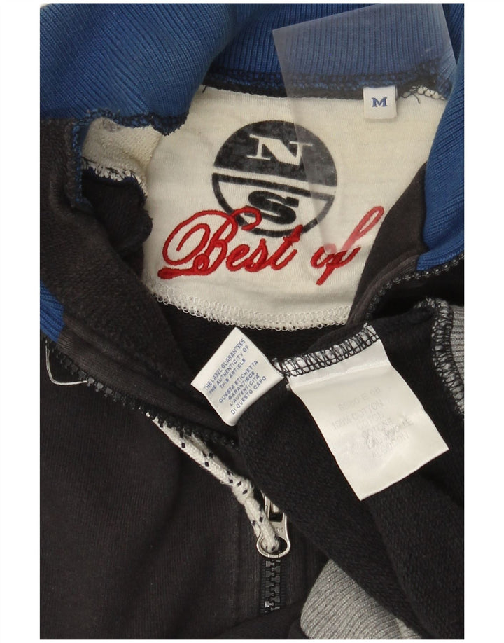 North Sails Herren-Sweatshirt mit grafischem Reißverschluss am Hals, mittelgrau, Farbblock