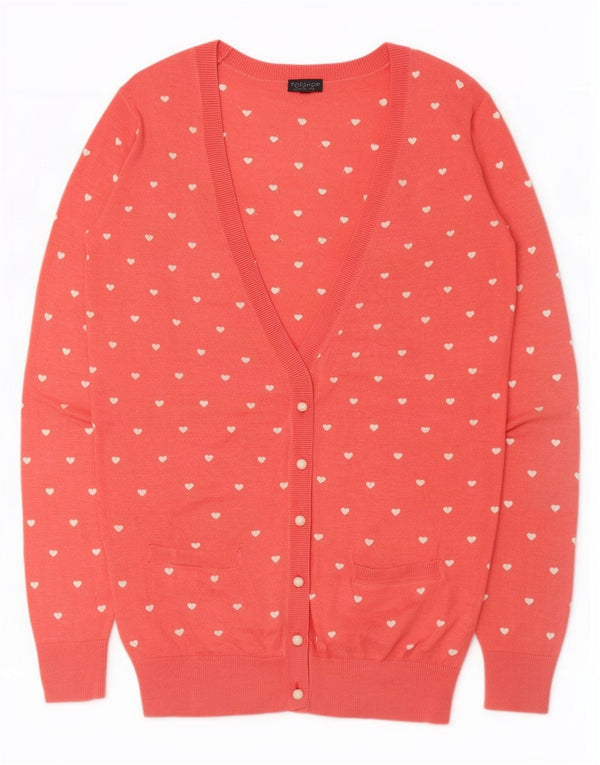 Topshop Womens Abstract Pattern Cardigan Sweater UK 12 Medium Pink Heart