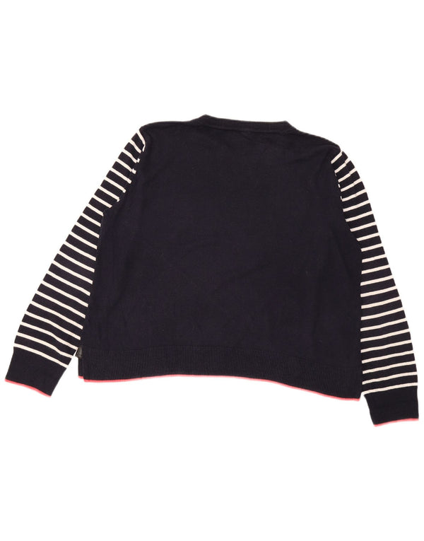 Oasis Damen-Pullover mit grafischem Rundhalsausschnitt, Gr. 42, Größe L, Marineblau, gestreift