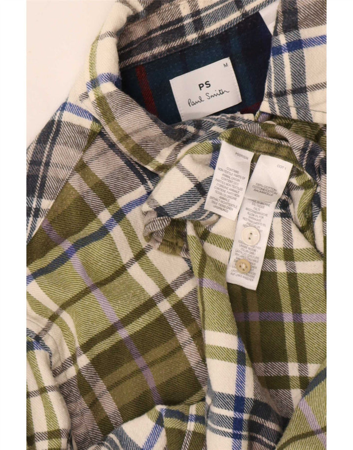 Paul Smith Herren-Flanellhemd, mittelgrün, kariert, Baumwolle