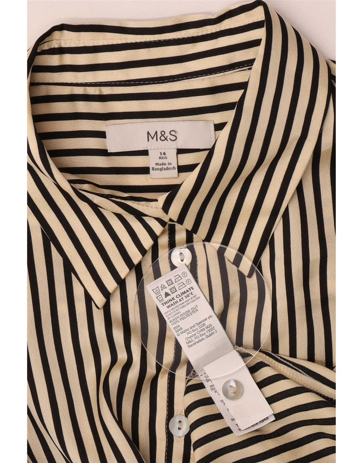 Marks & Spencer Damenhemd UK 14 Large Beige Nadelstreifen Polyester