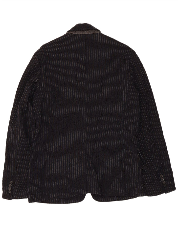 Guess Herren-Blazer mit 2 Knöpfen, Gr. 38, mittelmarineblau, gestreift, Wolle