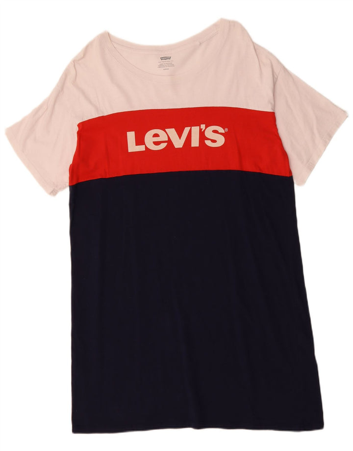 LEVI'S Damen-T-Shirt-Kleid in Übergröße, UK 10, Größe S, Marineblau, Farbblock