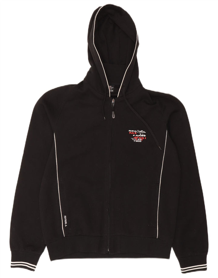 Brugi Herren-Kapuzenpullover mit Reißverschluss, Mittelschwarz, Polyester