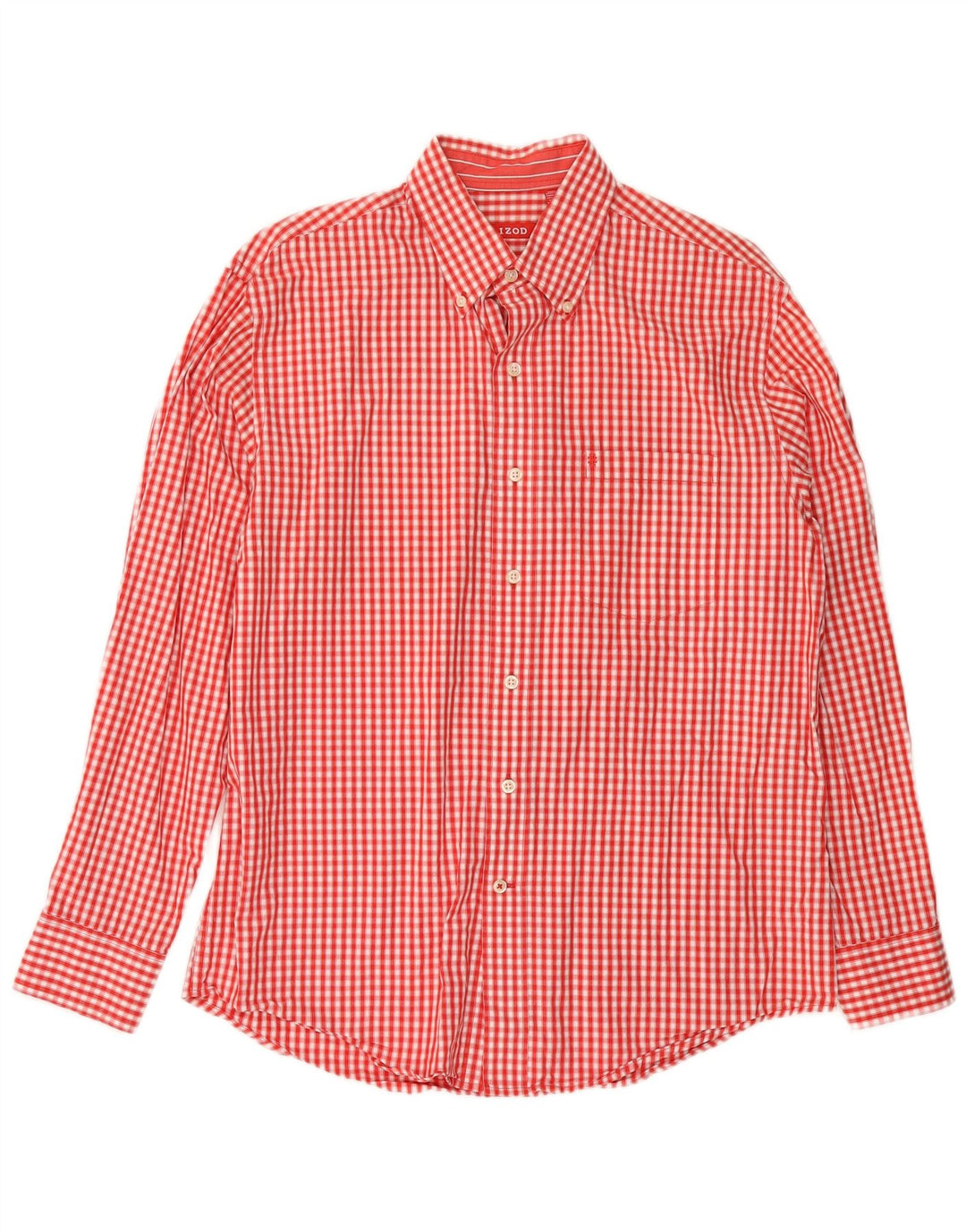 IZOD Herrenhemd aus mittelroter Gingham-Baumwolle