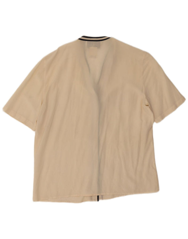 Les Copains Damen Kurzarm-Hemdbluse IT 48 XL gebrochenes Weiß gestreift