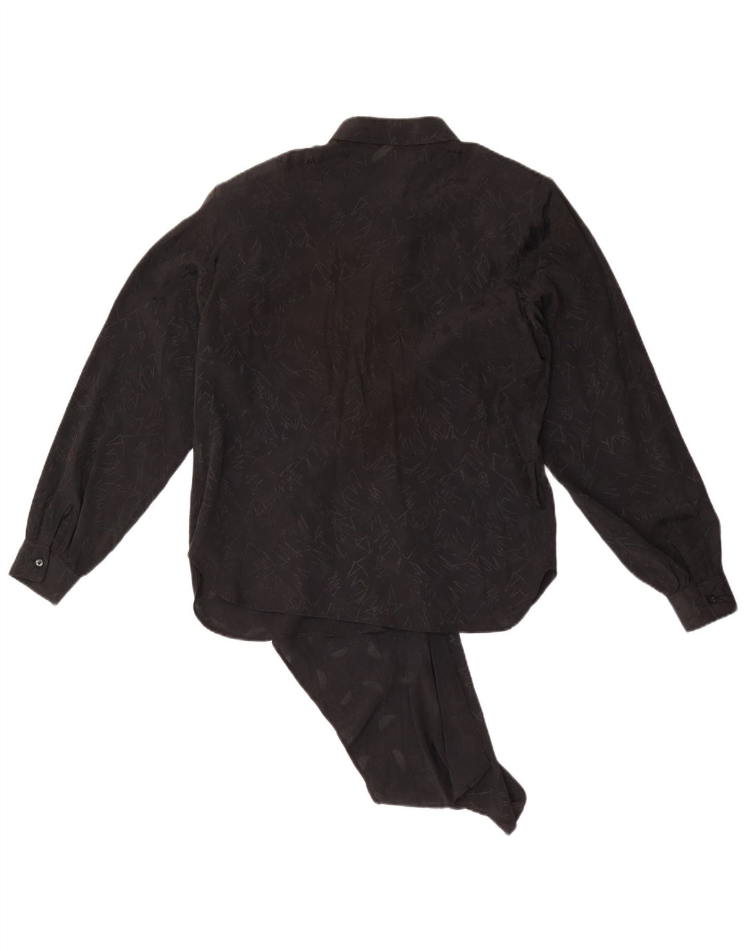 Vintage Damen LangarmBluse Top IT 44 Medium Schwarz Geometrisch