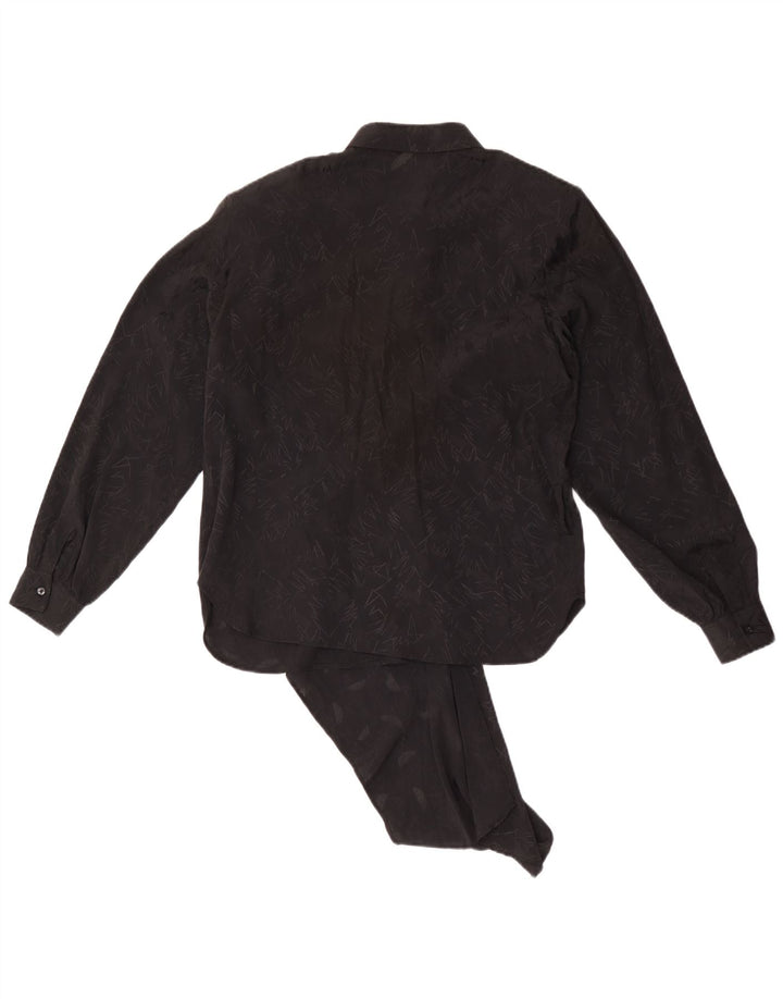 Vintage Damen LangarmBluse Top IT 44 Medium Schwarz Geometrisch