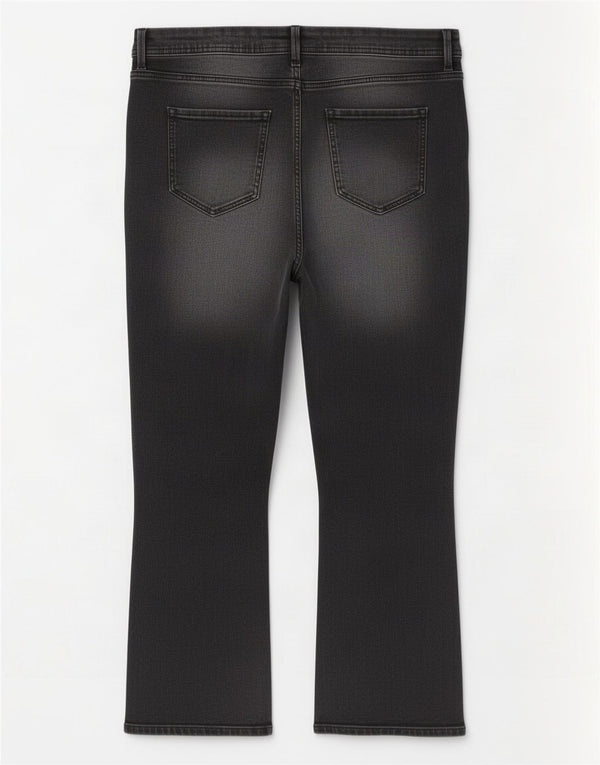 Marks & Spencer Damen Slim Flare Kurzjeans UK 18 XL W36 L24 Schwarz