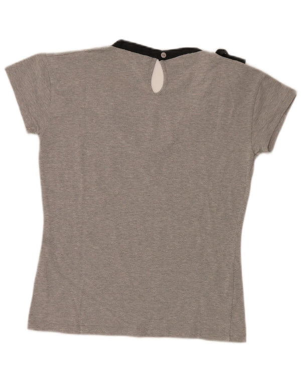U.S. Polo Assn. Damen-T-Shirt-Oberteil, UK-Größe 44, Größe L, grau gesprenkelte Baumwolle
