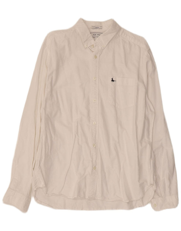 Jack Wills Herren Slim Fit Hemd XL aus weißer Baumwolle