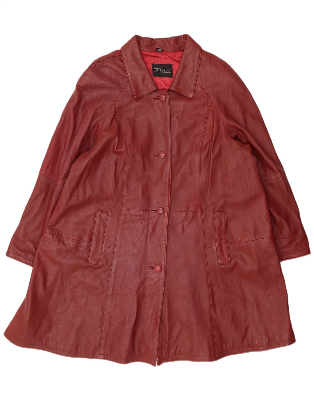 Barisal Damen Übergroßer Ledermantel EU 48 2XL Kastanienbraunes Leder