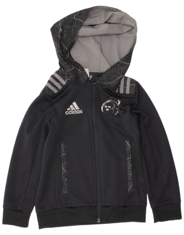Adidas Jungen Munster Rugby Zip Hoodie Pullover 7–8 Jahre schwarz geometrisch