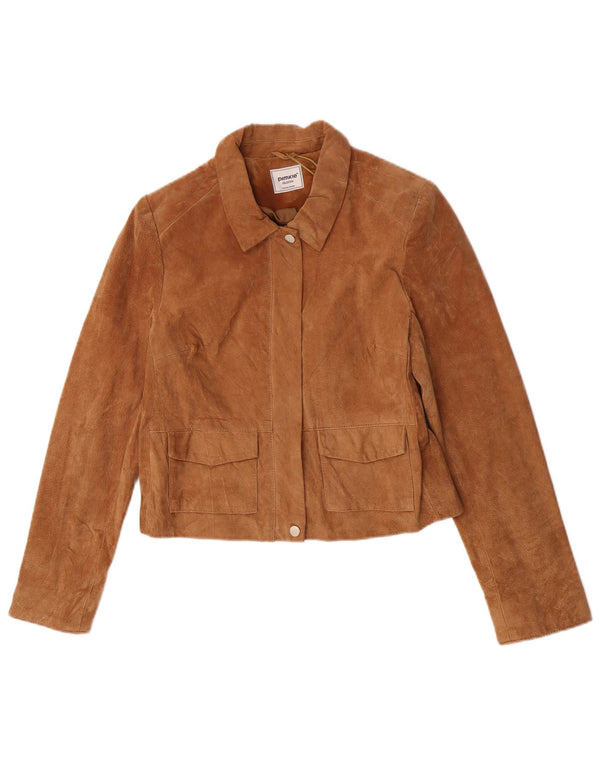 Pimkie Damen Crop Wildlederjacke EU 38 Mittelbraunes Leder