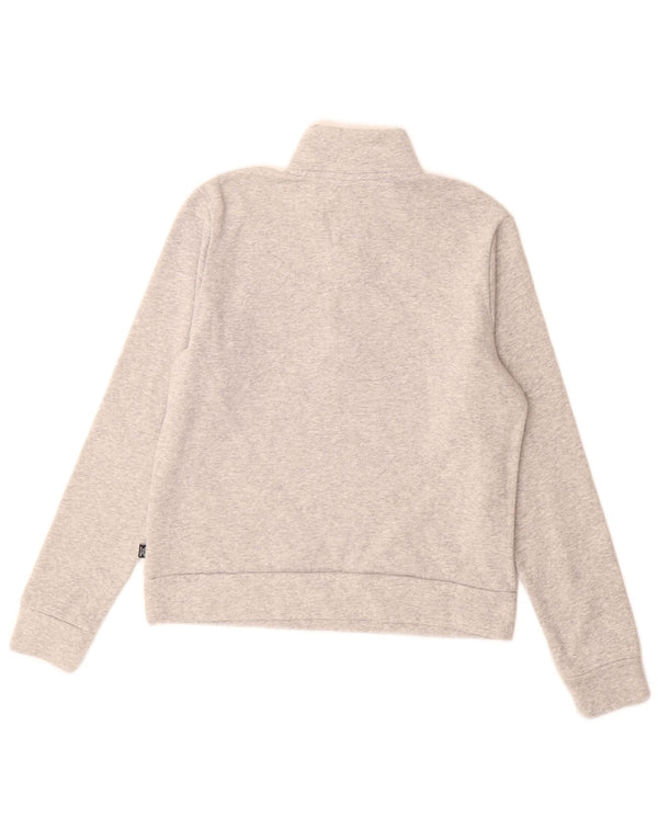 Puma Damen-Sweatshirt mit Reißverschluss am Hals, Gr. 10, Größe S, grau gefleckte Baumwolle