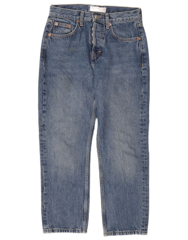 Topshop Damen Editor Tapered Jeans UK 8 W26 L28 Blaue Baumwolle