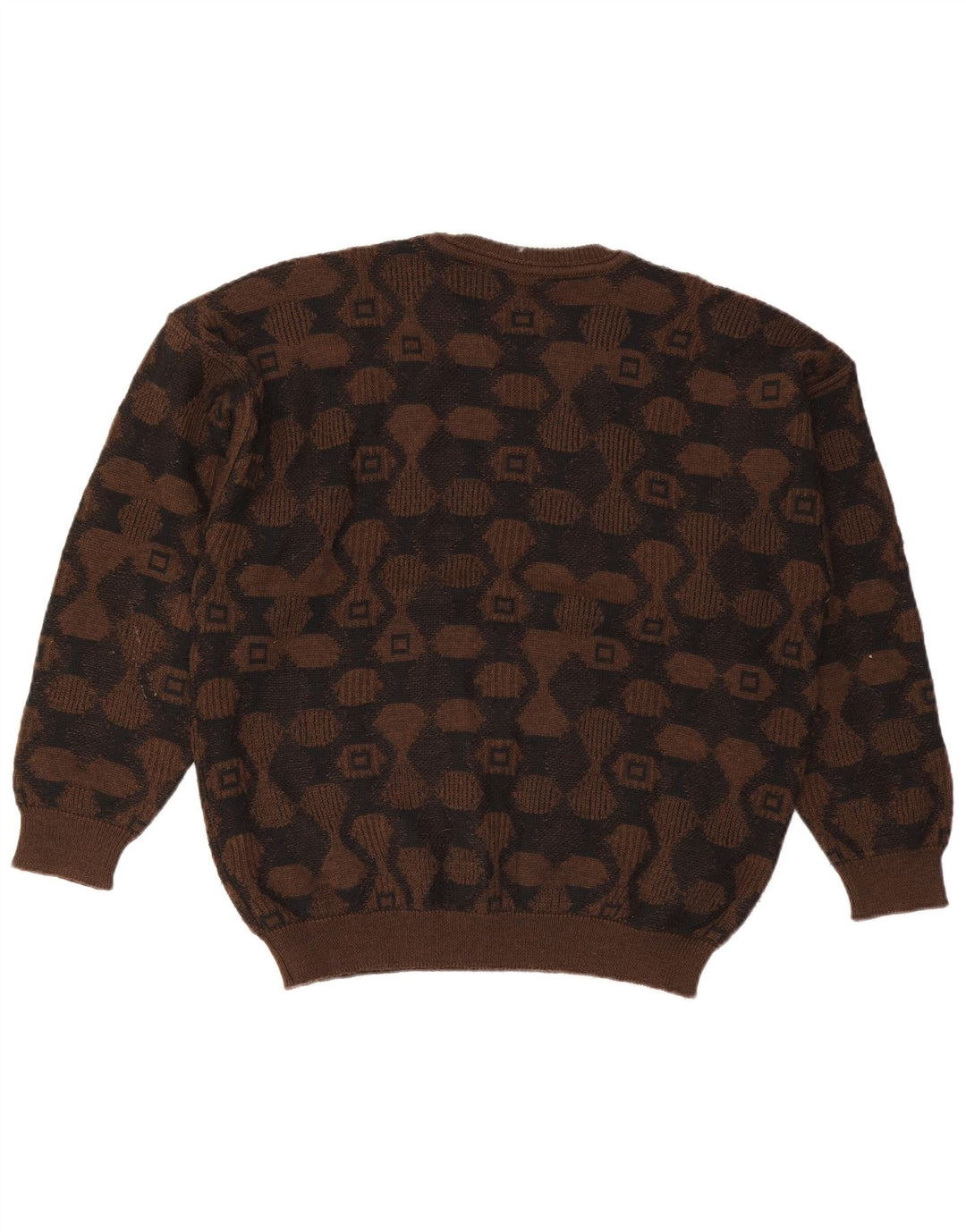 Baffo Herren-Pullover mit Rundhalsausschnitt, groß, braun, Argyle/Diamant-Acryl