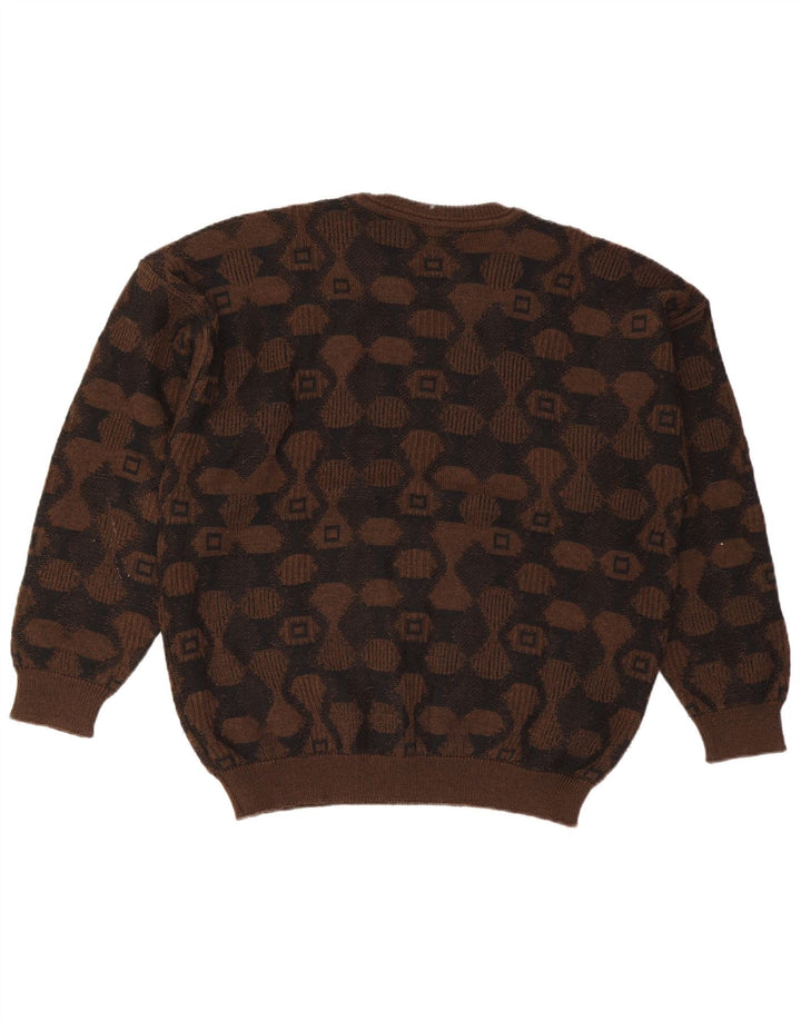 Baffo Herren-Pullover mit Rundhalsausschnitt, groß, braun, Argyle/Diamant-Acryl
