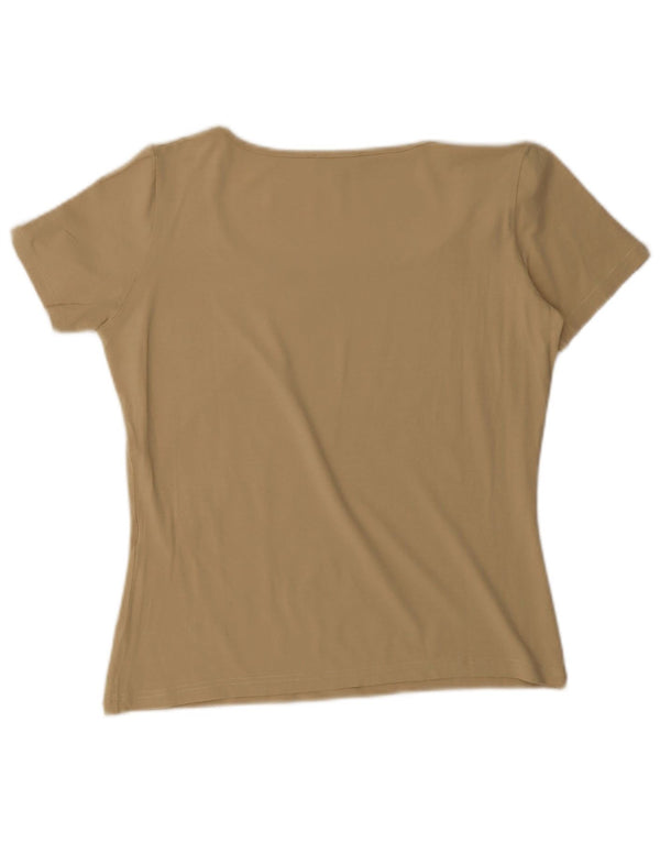 Luisa Spagnoli Damen T-Shirt Top UK 16 Large Beige Viskose