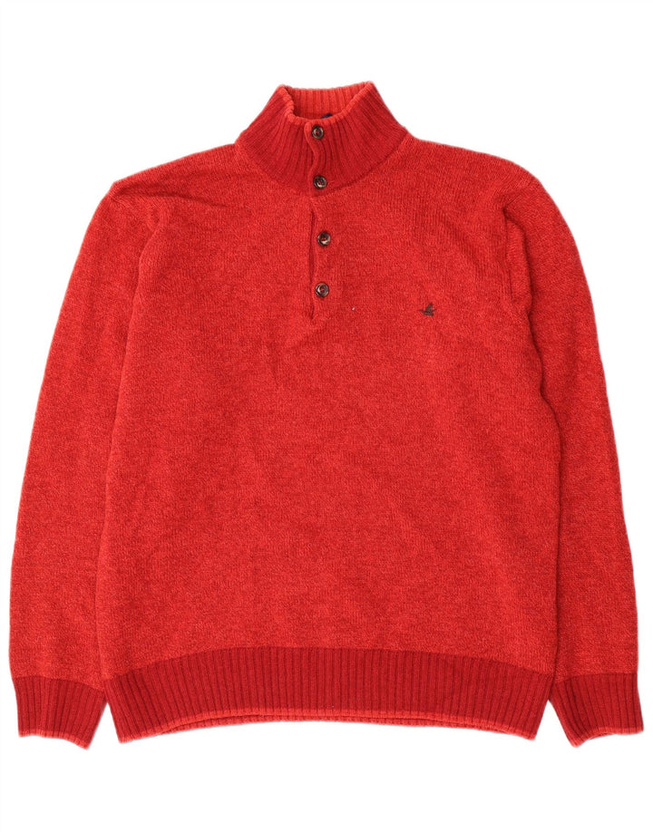 Brooksfield Herren-Pullover mit Knopfkragen, IT 48, mittelrote Wolle