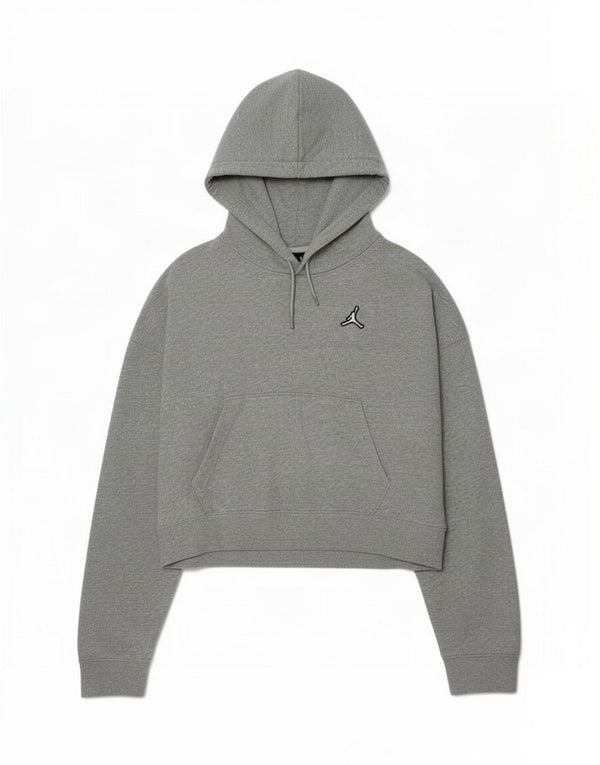 Jordan Womens Crop Loose Fit Hoodie Pullover UK 6 XS Graue Baumwolle