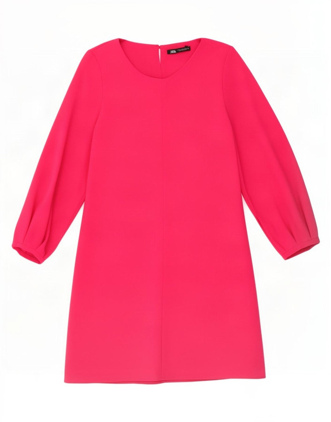 Zara Damen 3/4-Ärmel A-Linien-Kleid UK 12 Mittelrosa Polyester