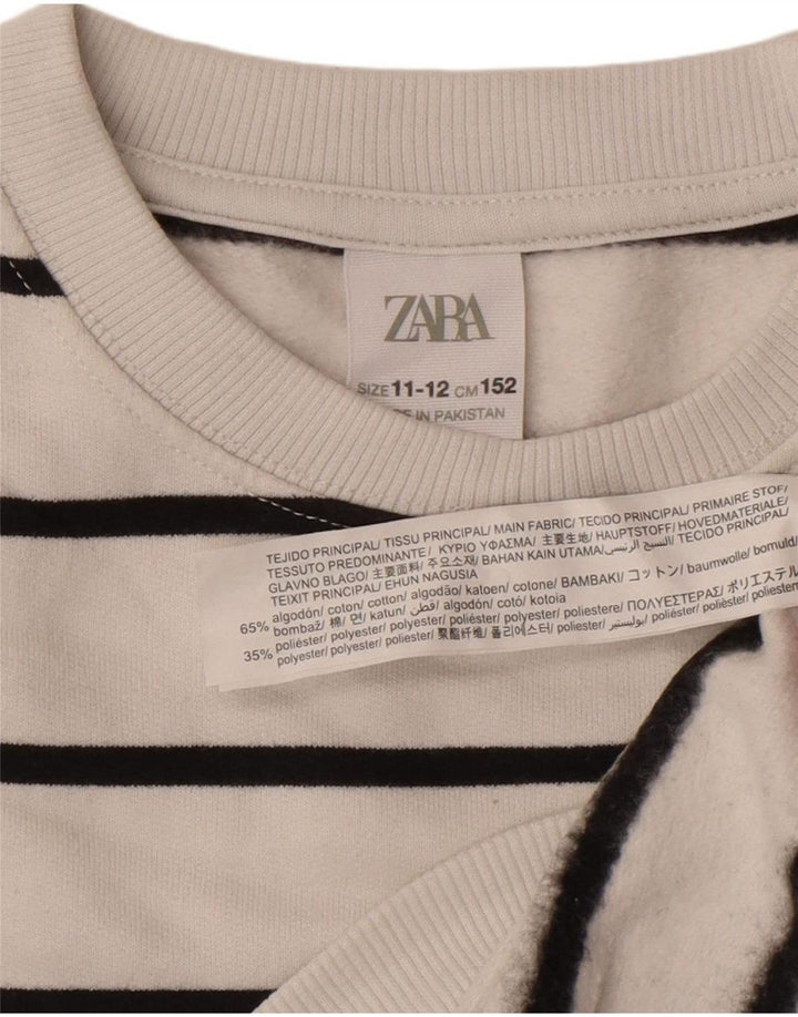 Zara Jungen-Sweatshirt-Pullover, 11–12 Jahre, weiß gestreift, Baumwolle