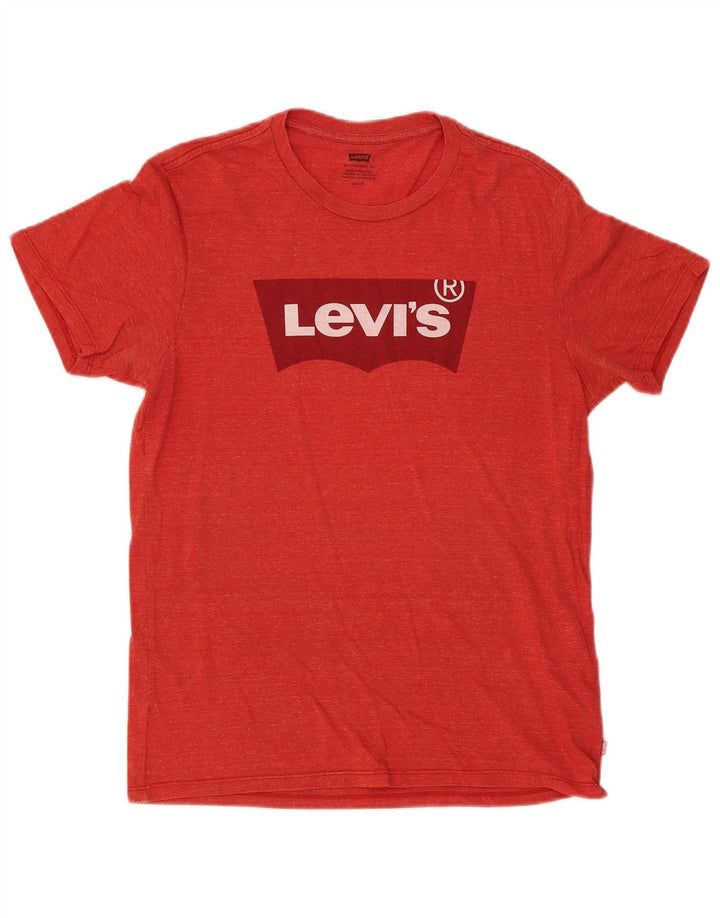 Levi's Herren-T-Shirt mit Grafik, Größe S, rot gefleckte Baumwolle