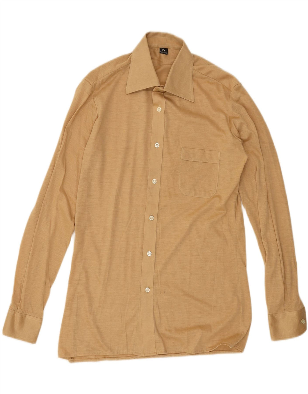 VINTAGE Mens Shirt Medium Beige Vintage Vintage and Second-Hand Vintage from Messina Hembry 