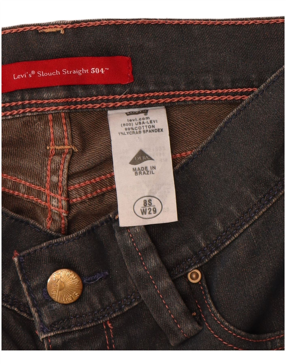 Levi's Damen 504 Slouch Straight Jeans US 8 Medium W29 L30 Marineblau