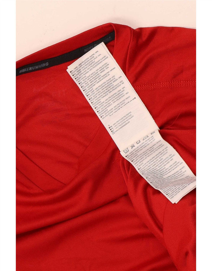 Nike Herren Dri Fit Grafik-T-Shirt-Oberteil aus mittelrotem Polyester