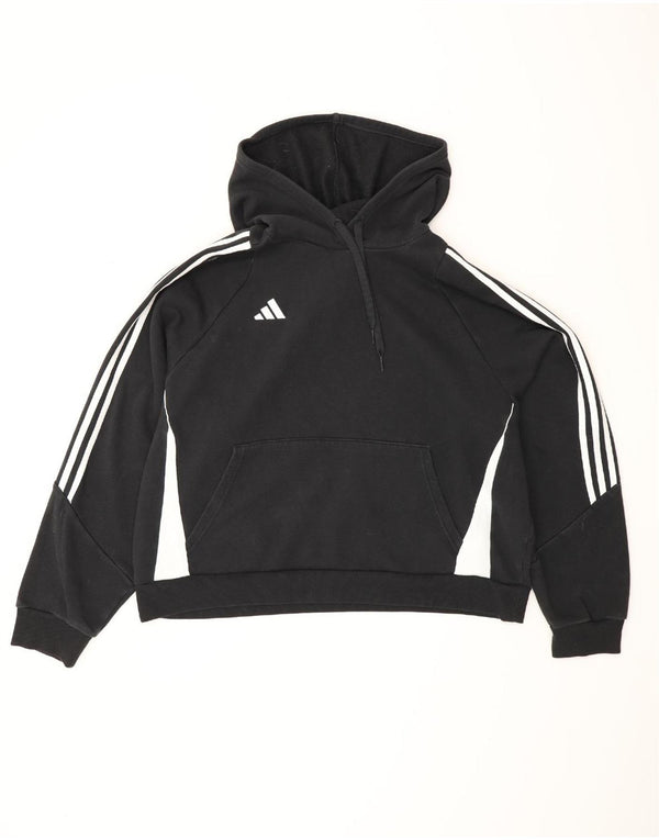 Adidas Damen Übergroßer Kapuzenpullover UK 20/22 XL Schwarz Baumwolle Sport