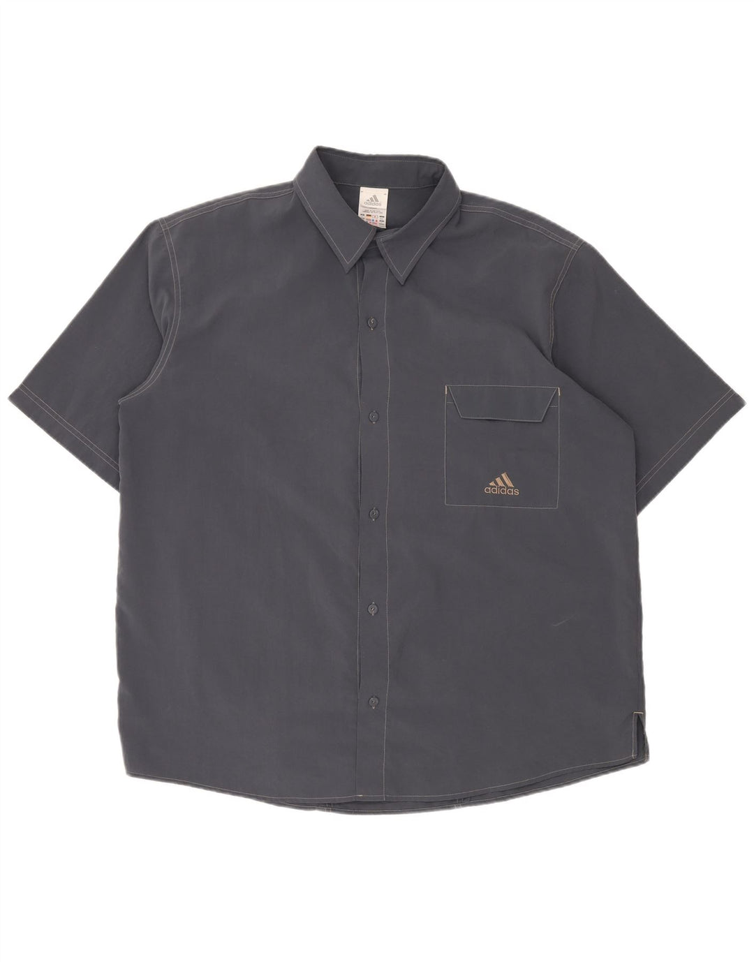 ADIDAS Herren Kurzarmhemd UK 46/48 XL Marineblau Polyester