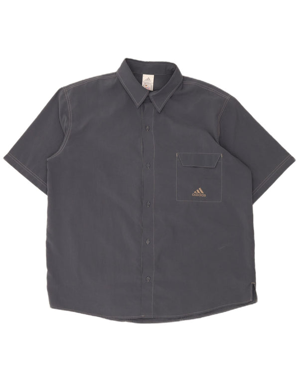 ADIDAS Herren Kurzarmhemd UK 46/48 XL Marineblau Polyester