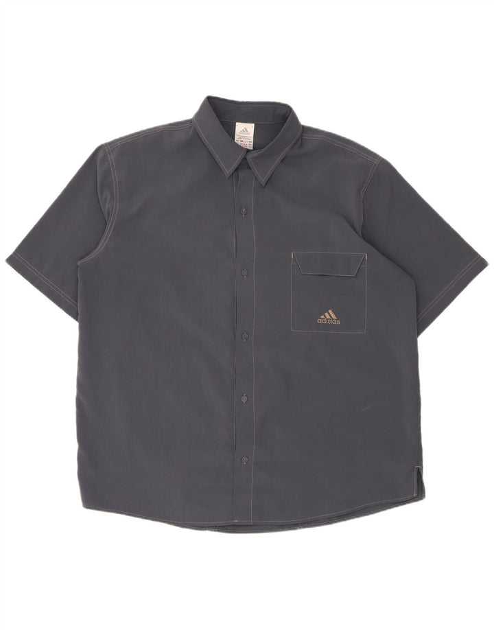 ADIDAS Herren Kurzarmhemd UK 46/48 XL Marineblau Polyester