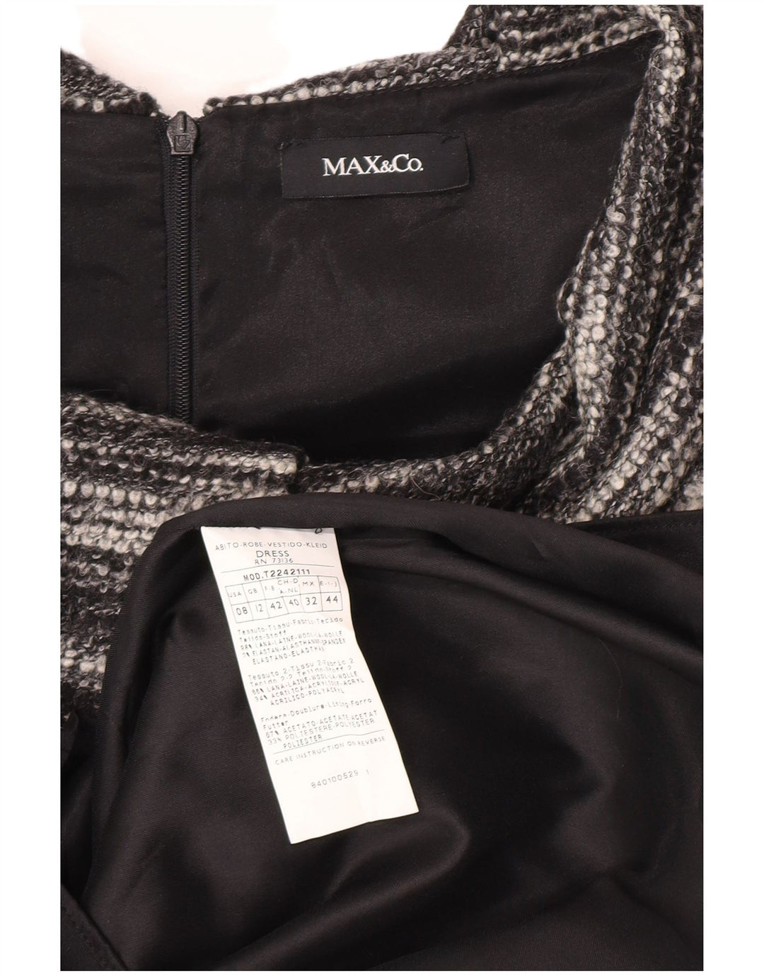 Max & Co. Damen Etuikleid UK 12 Mittelgraue Wolle