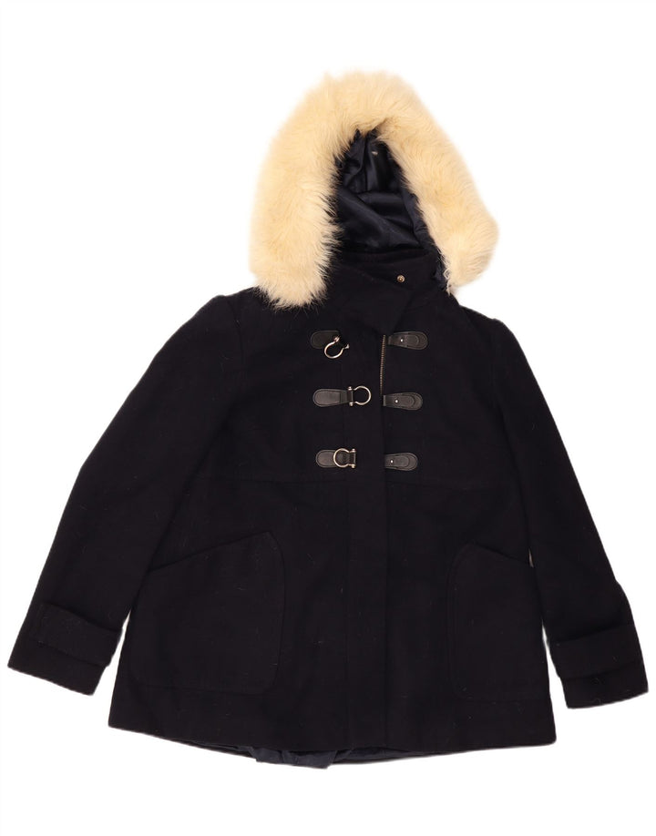 Topshop Damen Dufflejacke mit Kapuze UK 12 Medium Marineblau