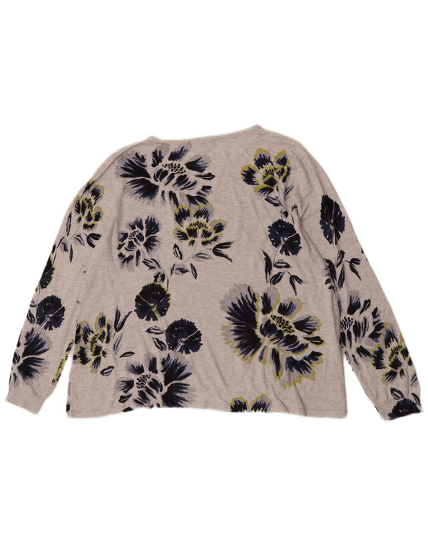 Marks & Spencer Damen Top Langarm UK 18 XL Grau geblümte Viskose