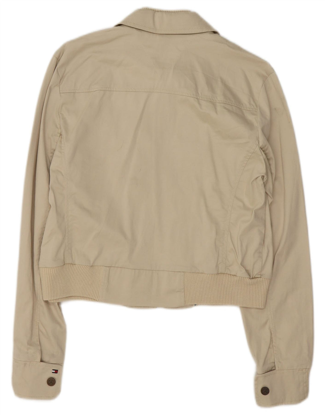 Tommy Hilfiger Damen Crop Bomberjacke UK 16 Large Beige Baumwolle